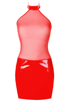 Rotes Wetlook Kleid mit Tüll