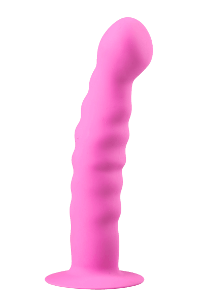 Saugnapf-Dildo mit geripptem Schaft rosa - 14,5cm