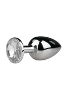 Silberner Analplug mit silbernem Kristall - S/M/L