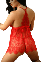 Babydoll in rot mit Spitze