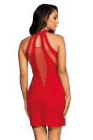 Rotes Neckholder-Kleid mit Tüll
