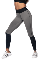Fitness Leggings schwarz/grau mit Raffung