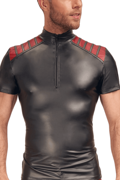 Wetlook Shirt schwarz rot