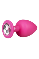 Pinker Analplug mit Kristall - S M L